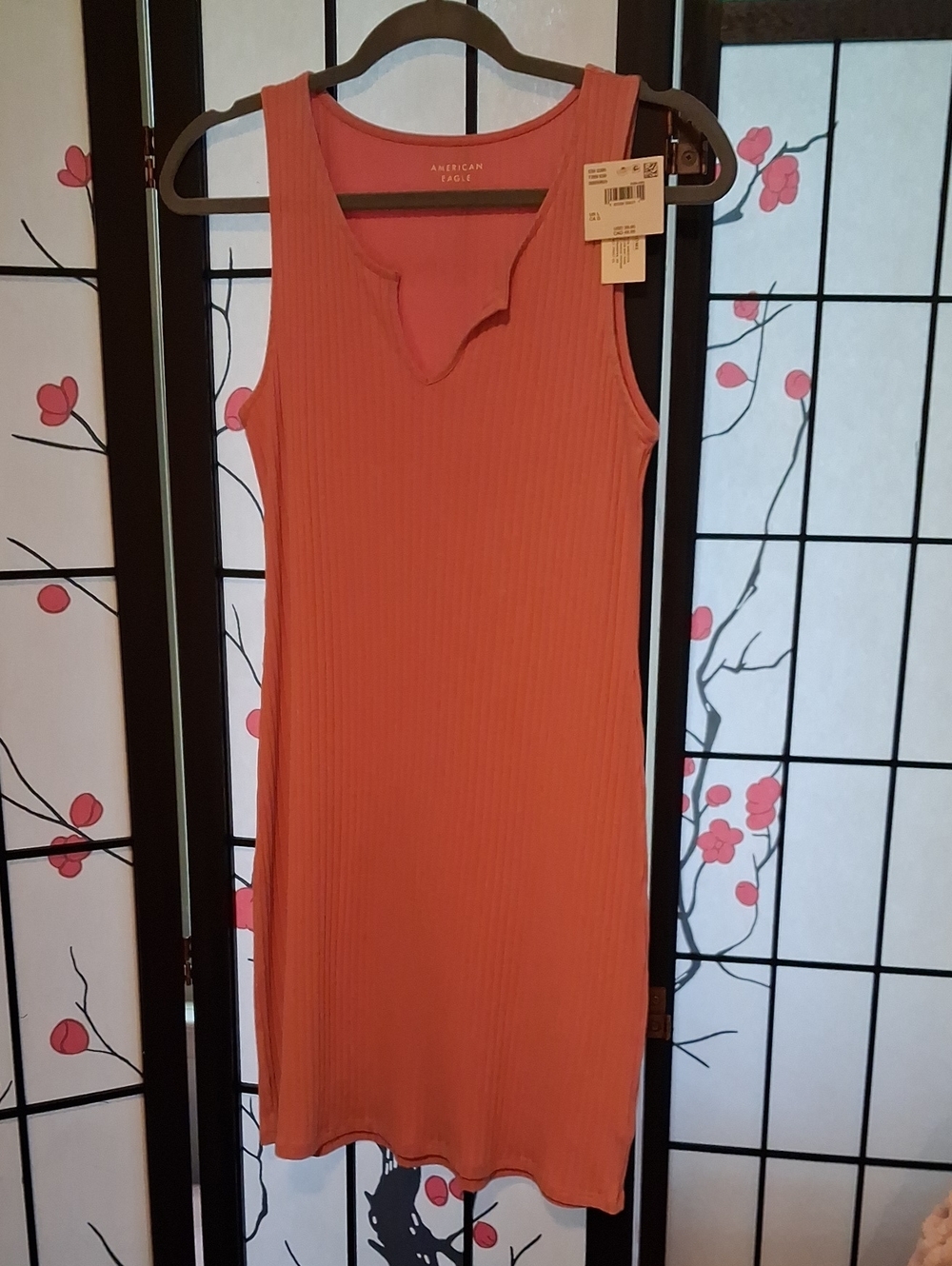 American Eagle Outfitters Ribbed Tank Midi Dress - Coral